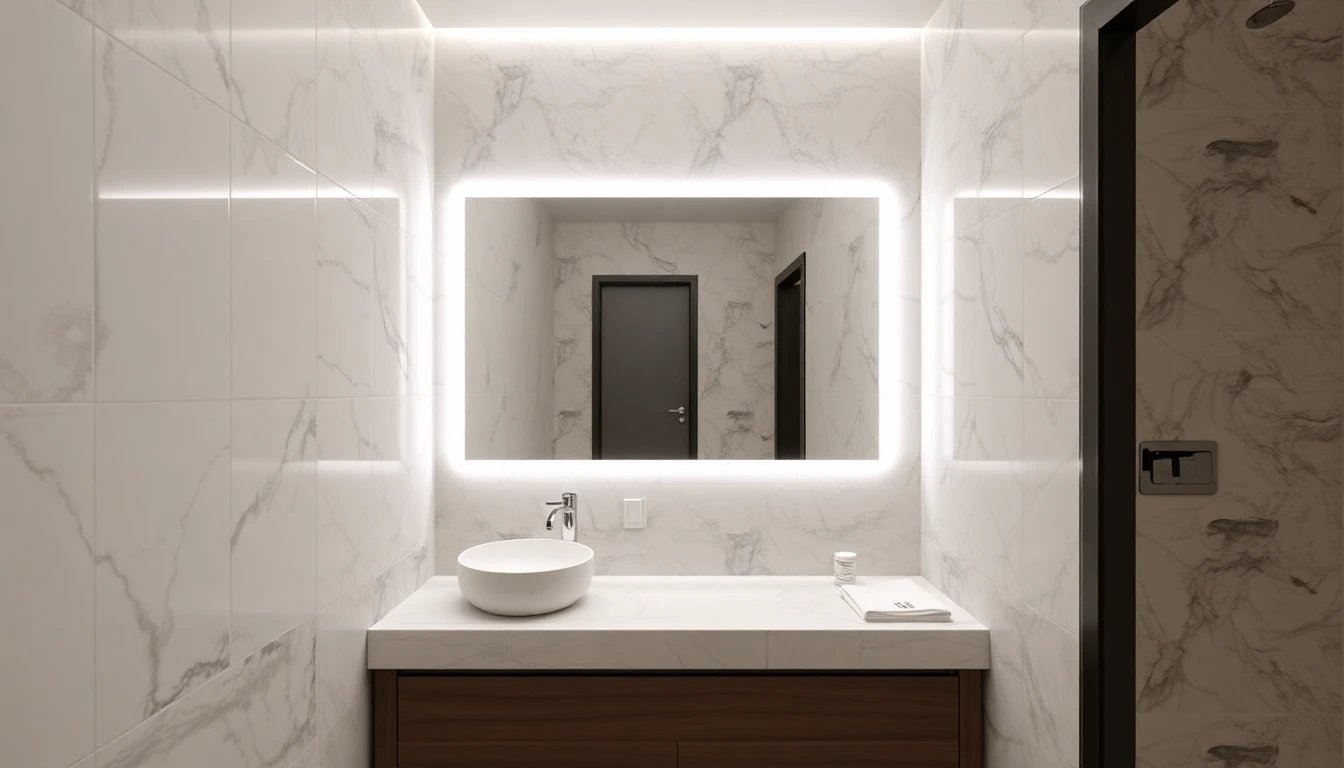Renovated bathroom with modern tiles